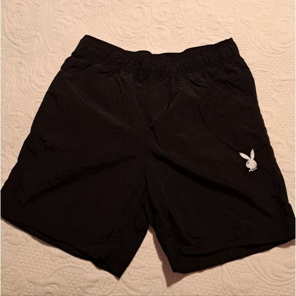 Pacsun Playboy men's size Medium black light weight shorts, no liners, VGUC